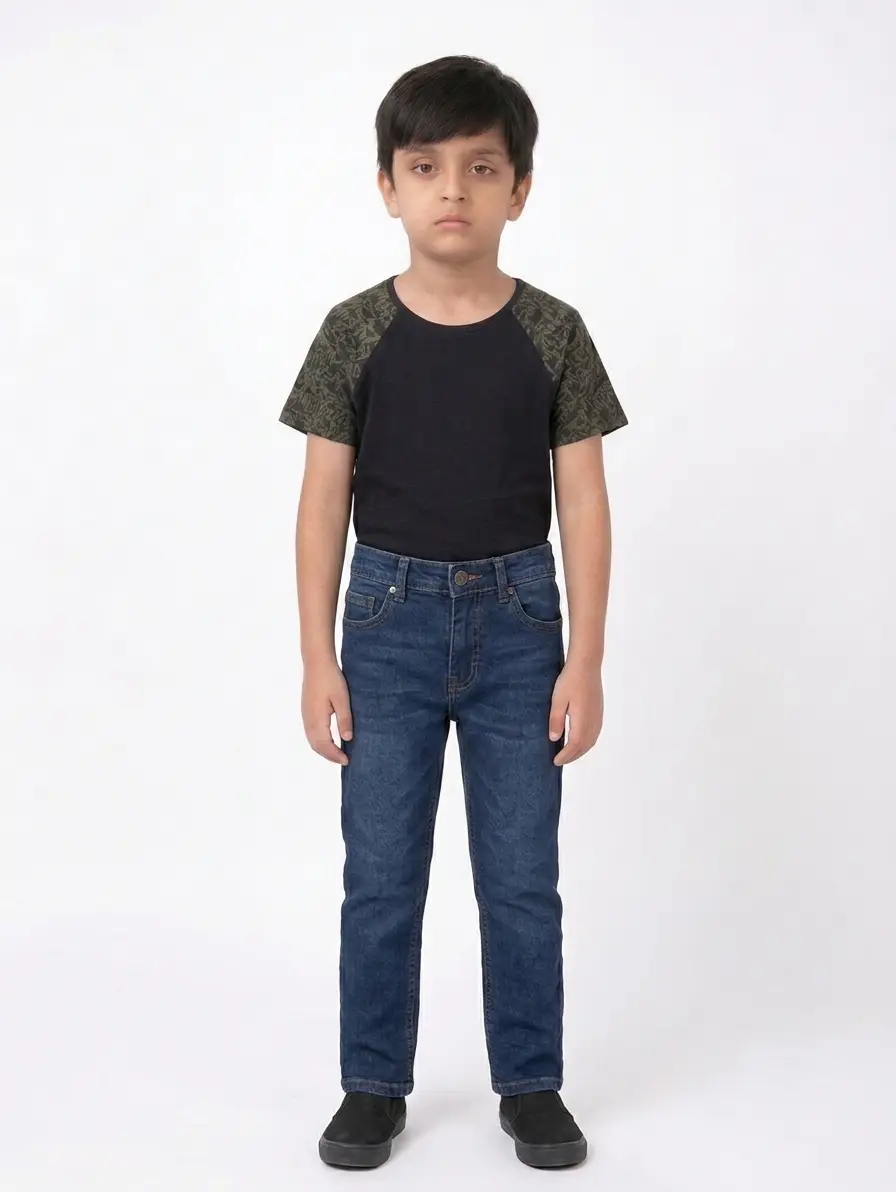Dark Blue Denim Kids Pants - Image 2