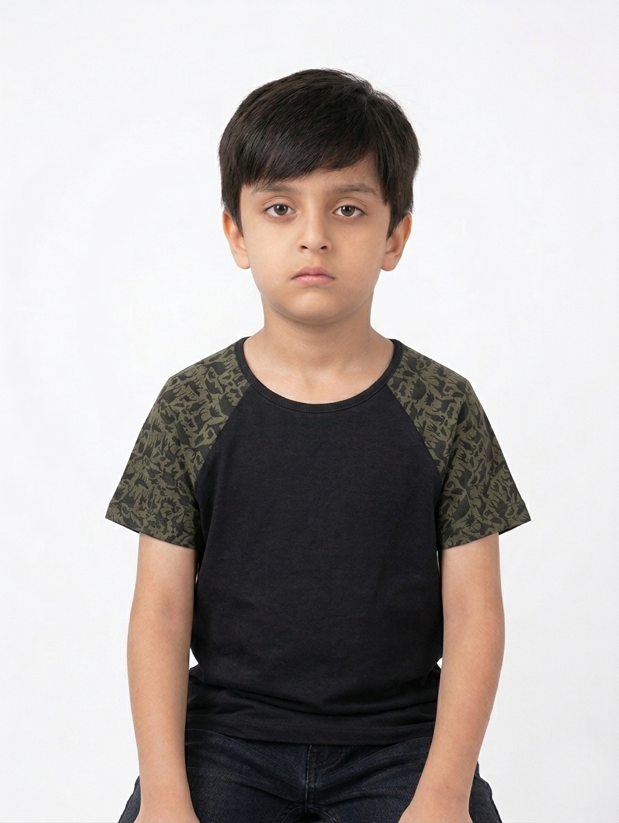 Dinosaur Print Sleeve T-Shirt - Image 2