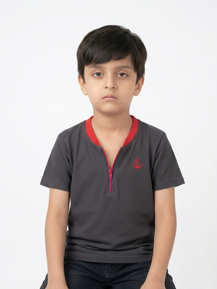 Boys Zip T-Shirt - Image 2
