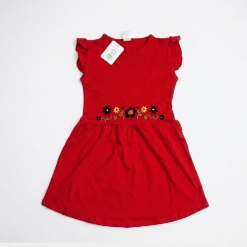 Red Flowers Girl Frock