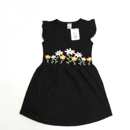 Black Printed Jersey Girls Frock