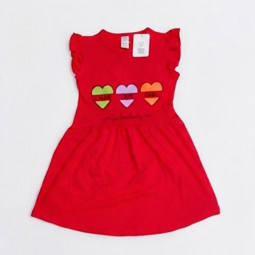Red Jersey Girls Frock