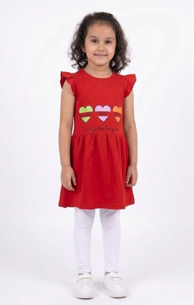 Red Jersey Girls Frock - Image 2