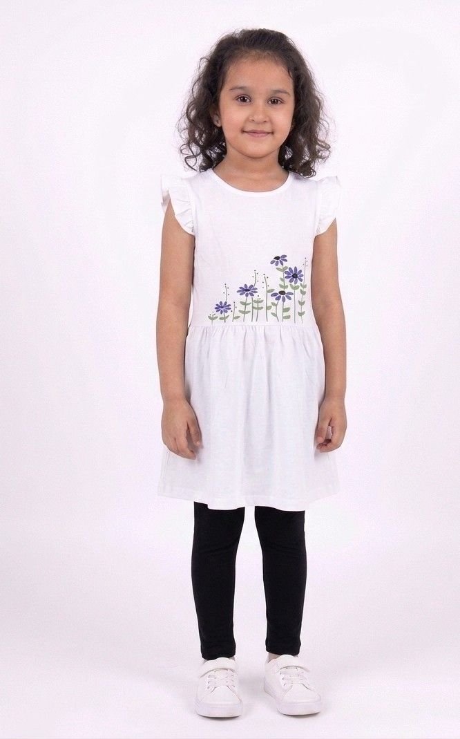 White Jersey Girls Frock - Image 2