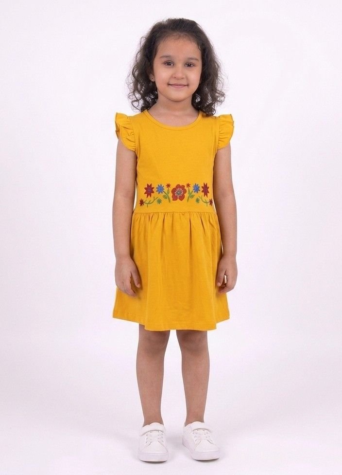 Yellow Printed Girl Frock - Image 2
