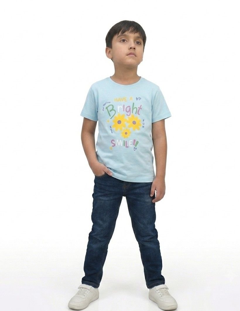 Light Ice Blue Jersey Kids T-Shirt - Image 2