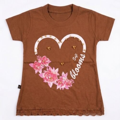 Girls T Shirt Brown (Heart Design)